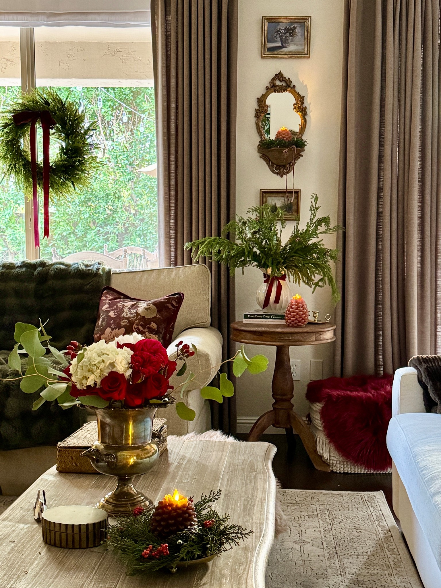 Christmas living room 

Luminara Discount code:  JOYFULDECOR10 (pinecone candles) for 10% off

Two Pages Curtain discount code: JOYFUL for 20% off
Details: Liz Linen Pinch Pleat, in Oak Dim Gray color 

#LTKHoliday #LTKHome #LTKSeasonal