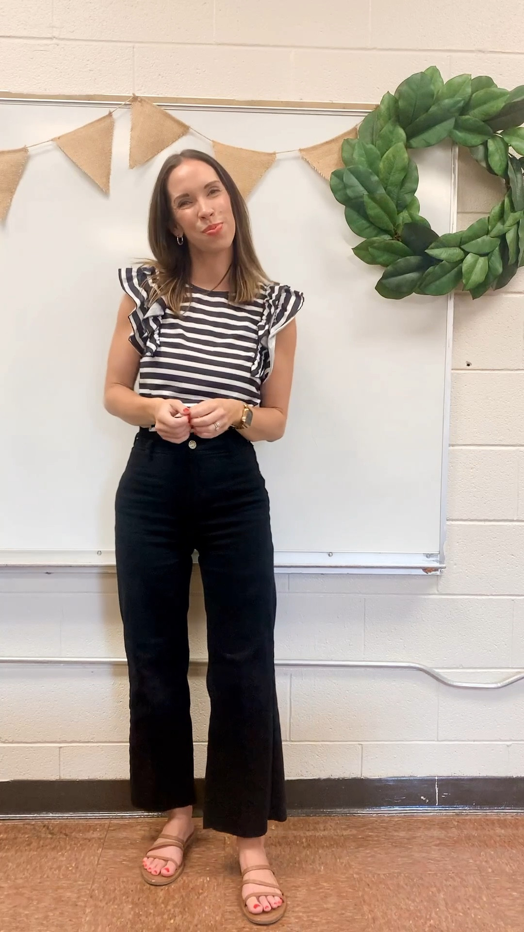 I’m wearing a small in both the top and jeans.

teacher outfit, back to school, black and white outfit, stripes 

#LTKWorkwear #LTKStyleTip #LTKFindsUnder50