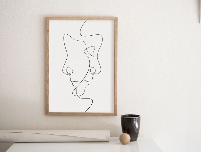 Minimal Face Line Art Print, Minimalist Printable Wall Art, Fine Line Abstract Artwork, Simple Dr... | Etsy (US)