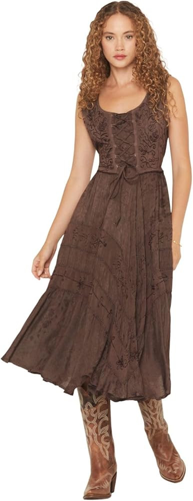 Scully Ash Grey Full Length Lace-Up Front Womens Sleeveless Dress HC118 | Amazon (US)