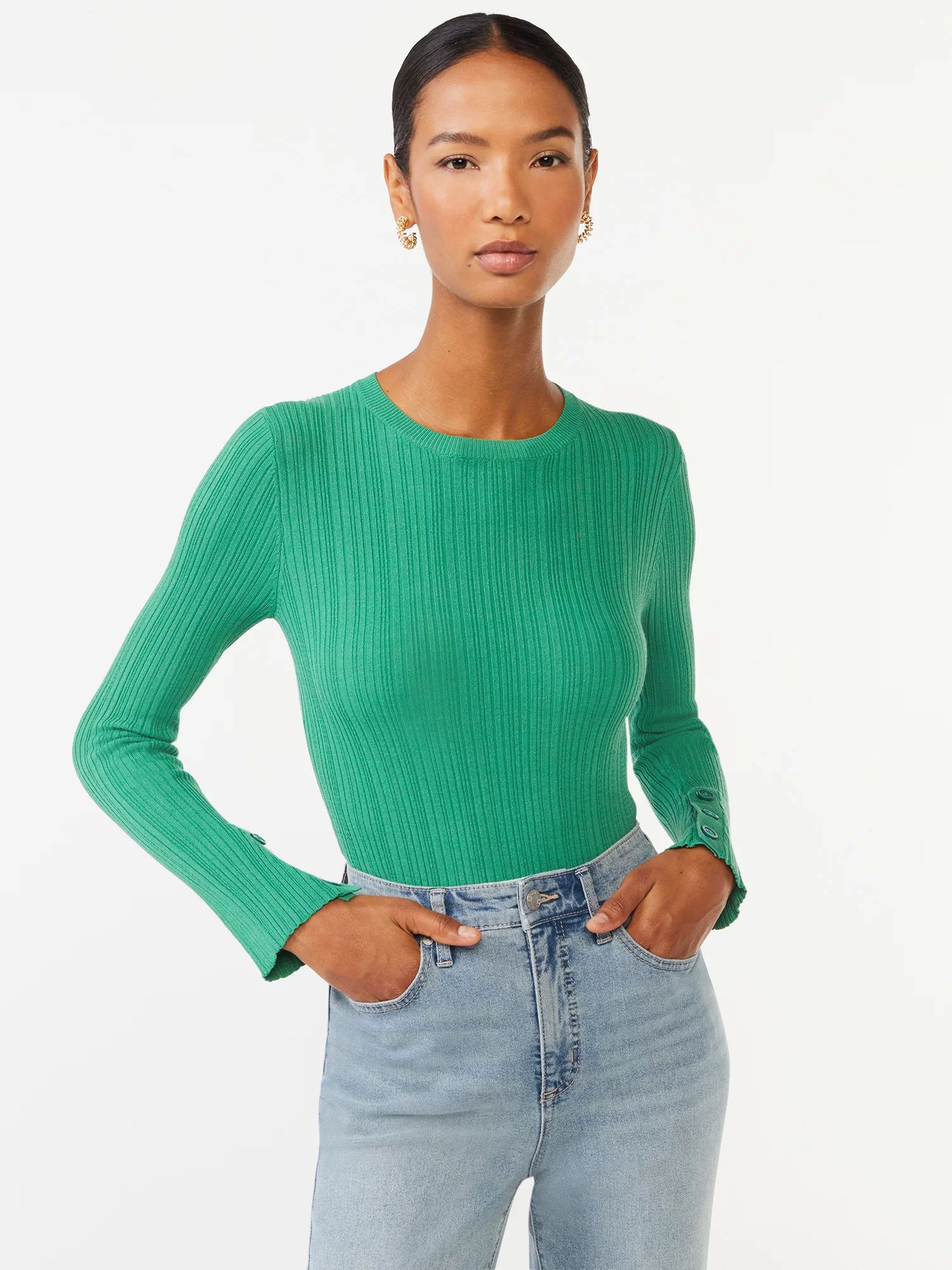 Scoop Women's Knit Long Sleeve Bodysuit | Walmart (US)