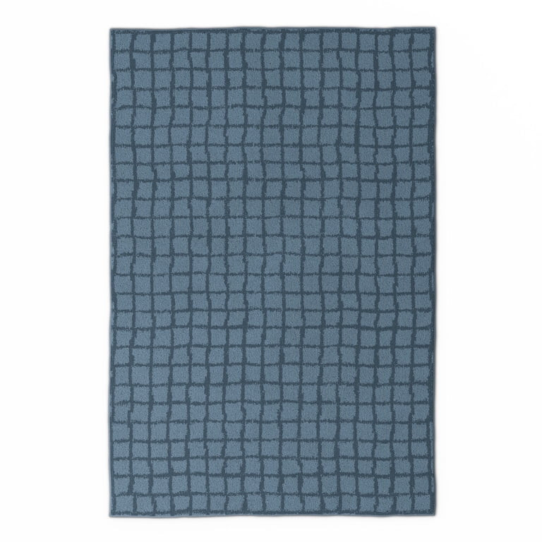 Mainstays Kids Tufted Blue Grid Washable Area Rug, 4' x 6' | Walmart (US)