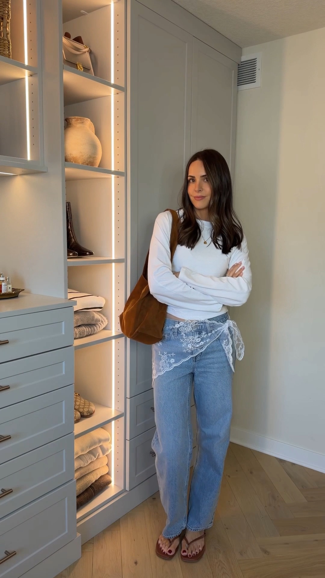 Lace scarf belt styling 😍 this looks cute draped over your back/shoulders too 

#LTKgrwm #LTKSeasonal #LTKootd