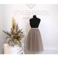 Taupe Tulle Skirt Handmade 4-Layer Wedding Luxury | Waist 34.5/Length 27.5 | Etsy (US)