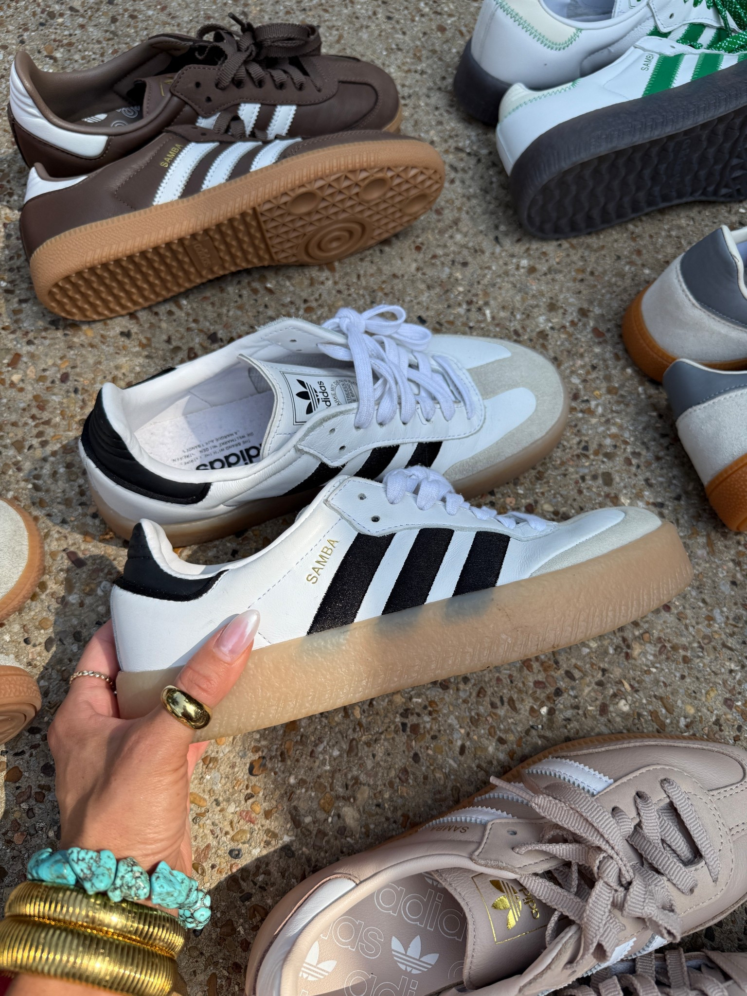 My Absolute FAVORITE Adidas. These Sambas are sooooo comfortable and I love that they go with every outfit & uplevel every look. The platform is my favorite part! 🤍

SIZING: I go down a 1/2 size in Adidas 