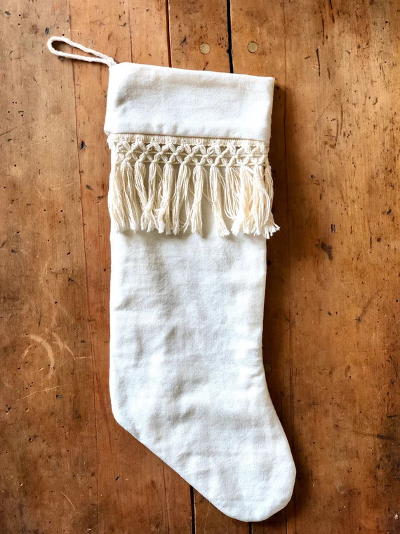 Natural Boho Christmas Stocking | Etsy (US)