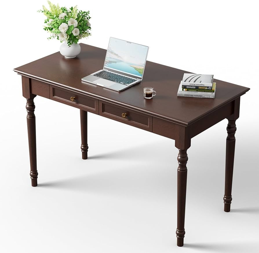 ADORZ Walnut Writing Desk with Drawers, 47" French Country Solid Wood Desk for Home Office, Study... | Amazon (US)