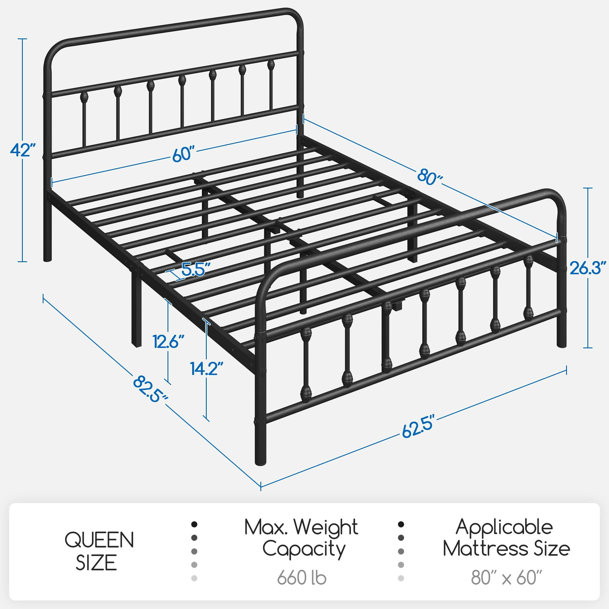 Yaheetech Classic Metal Platform Bed Frame Mattress Foundation with Victorian Style Iron-Art Head... | Amazon (US)