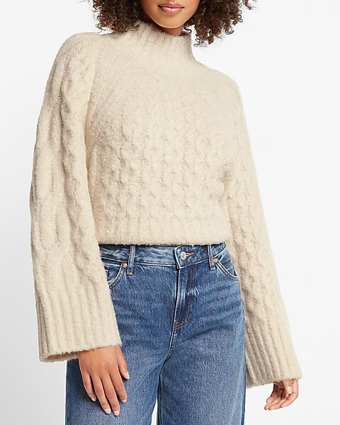 Cozy Cable Knit Mock Neck Sweater | Express