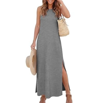 ANRABESS Women Summer Casual Sleeveless Maxi Sundress Beach Tank Dresses Pockets Tra… | Amazon (US)