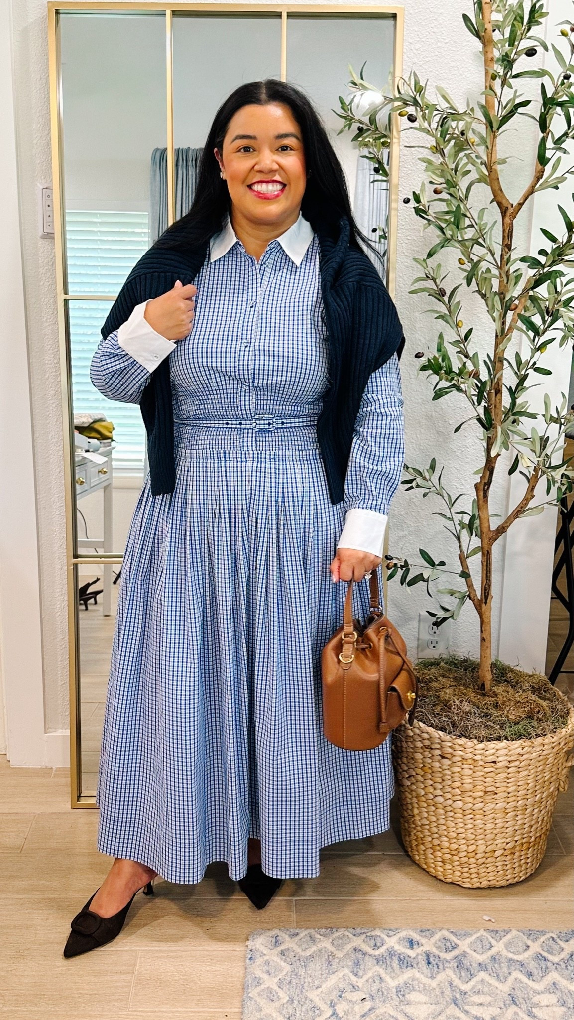 Can you believe this entire outfit is from @Walmart !? I’m wearing a Large in the dress and  it’s absolutely stunning! My mules are also from Walmart and I added my new fall bag from Demillier to complete the look! 
Fall looks, fall outfits, fall wardrobe staple, fall dress, fall shoes, fall handbag, Smiles and Pearls

#LTKootd #LTKOver40 #LTKMidsize