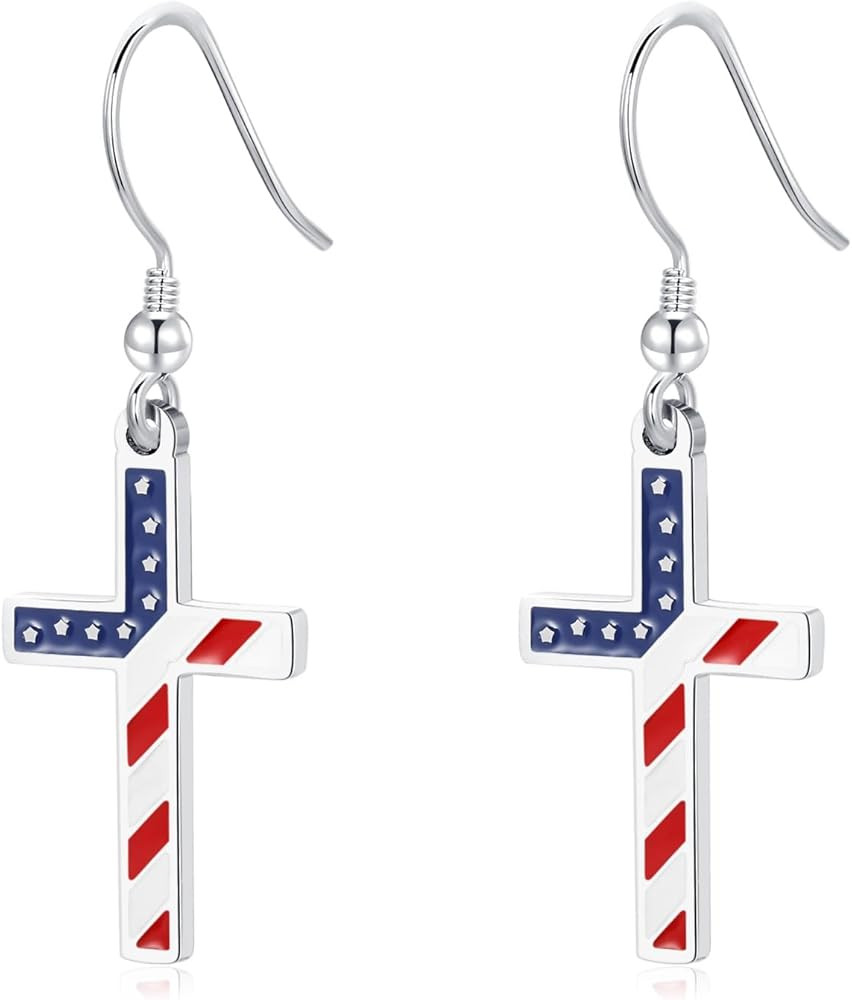 4th of July Earrings for Women American Flag Patriotic Theme Red White and Blue USA Jewerly Gifts | Amazon (US)