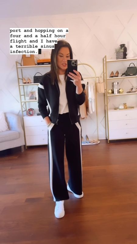 The best travel outfit from Spanx - tracksuit comes in talls and petites - wearing xs in jacket and xs petite in pants- use code bestyledxspanx for 10% off plus free shipping  

#LTKsalealert #LTKVideo #LTKtravel