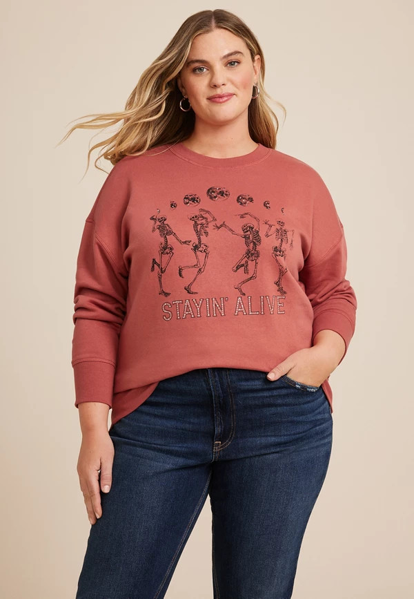 Plus Size Stayin Alive Relaxed Fit Sweatshirt | Maurices