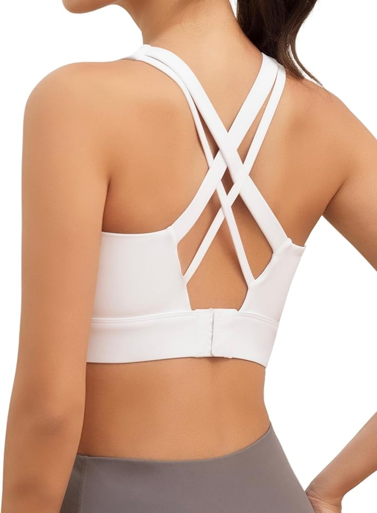 Sports Bras for Women, High Impact Push Up Criss Cross Back Padded Strappy Workout Running Sports... | Amazon (US)