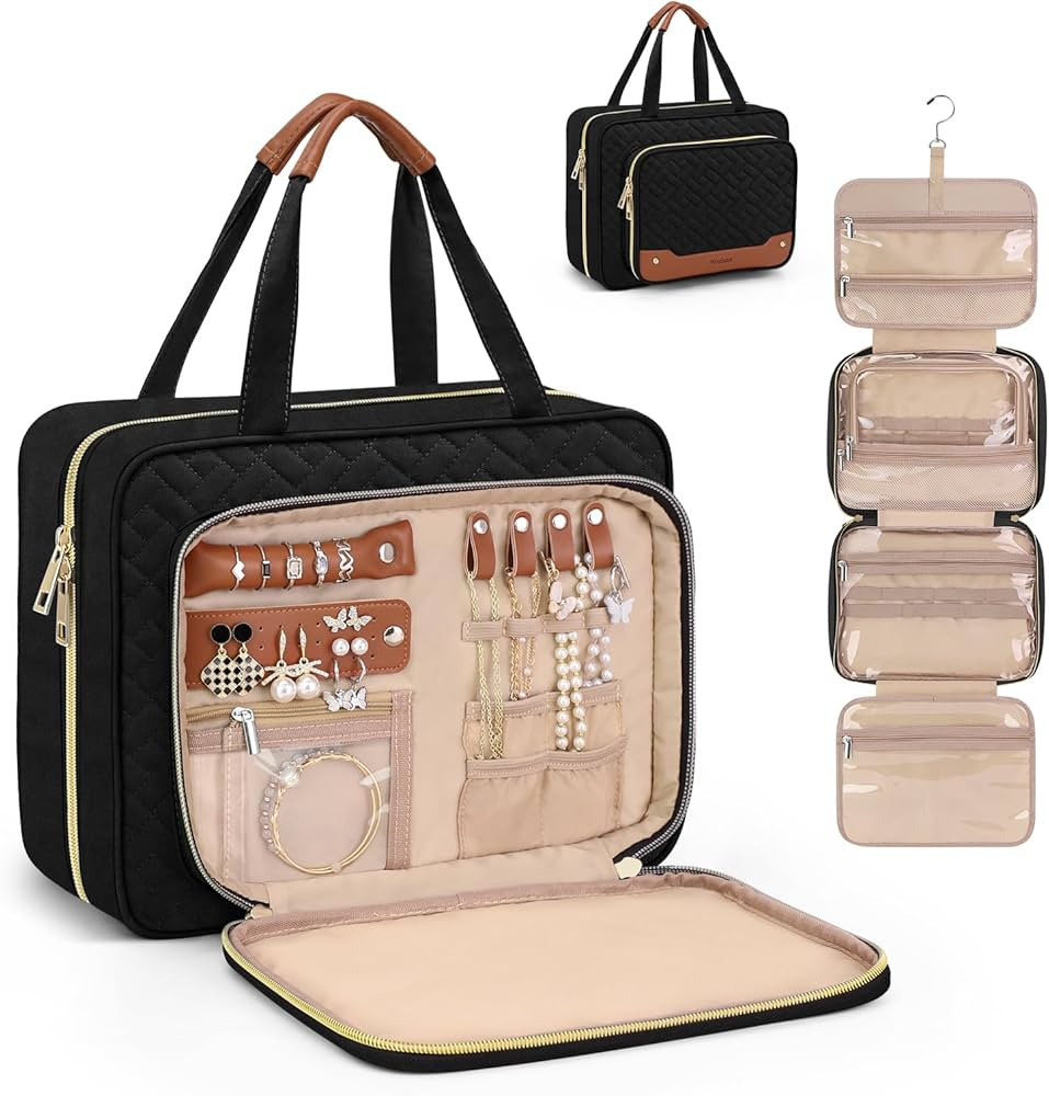 Wedama Toiletry Bag for Women, Hanging Travel Toiletry Bag with Jewelry Organizer Compartment Lar... | Amazon (US)