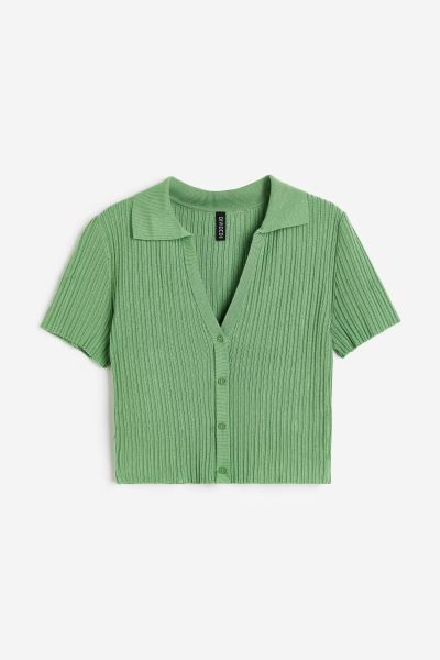 Rib-knit Top with Collar | H&M (US + CA)