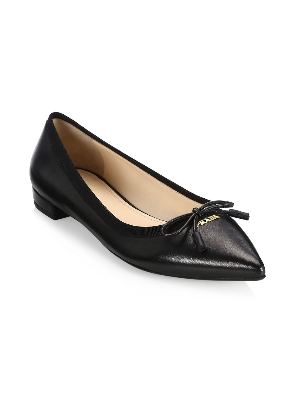 Prada Women's Leather Ballet Flats - Black - Size 6 | Saks Fifth Avenue