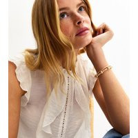 Women's White Crinkled Lace Trim Ruffled Sleeveless Top New Look | New Look (UK)