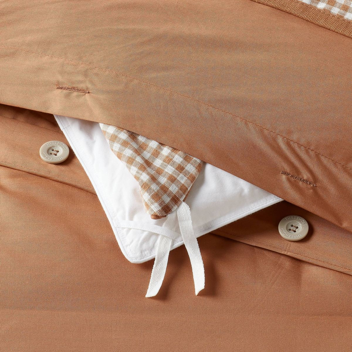 Full/Queen Mini Gingham Duvet and Sham Set Camel - Threshold\u2122: Machine Washable, Midweight F... | Target