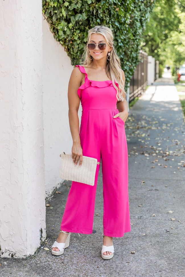 Impression Of You Pink Ruffle Jumpsuit FINAL SALE | Pink Lily