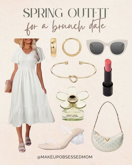 Here is an outfit idea for your brunch date that you can copy for spring! A chic white midi dress, white hobo handbag, and transparent heels! 
#fashioninspo #amazonfinds #affordablestyle #resortwear 

#LTKstyletip #LTKshoecrush #LTKbeauty