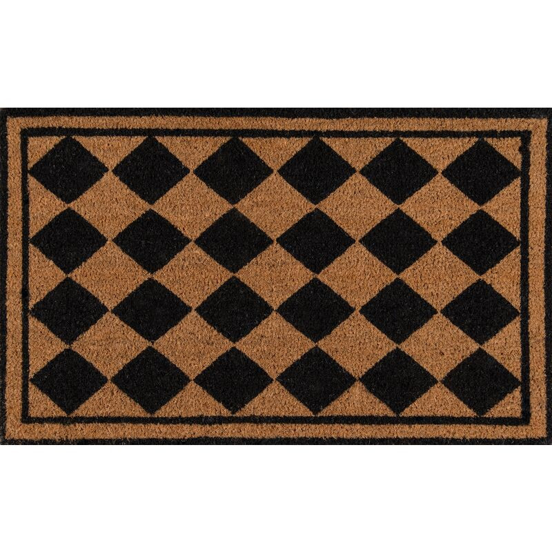 1'6"x2'6" Harlequin Diamond Doormat, Black | One Kings Lane