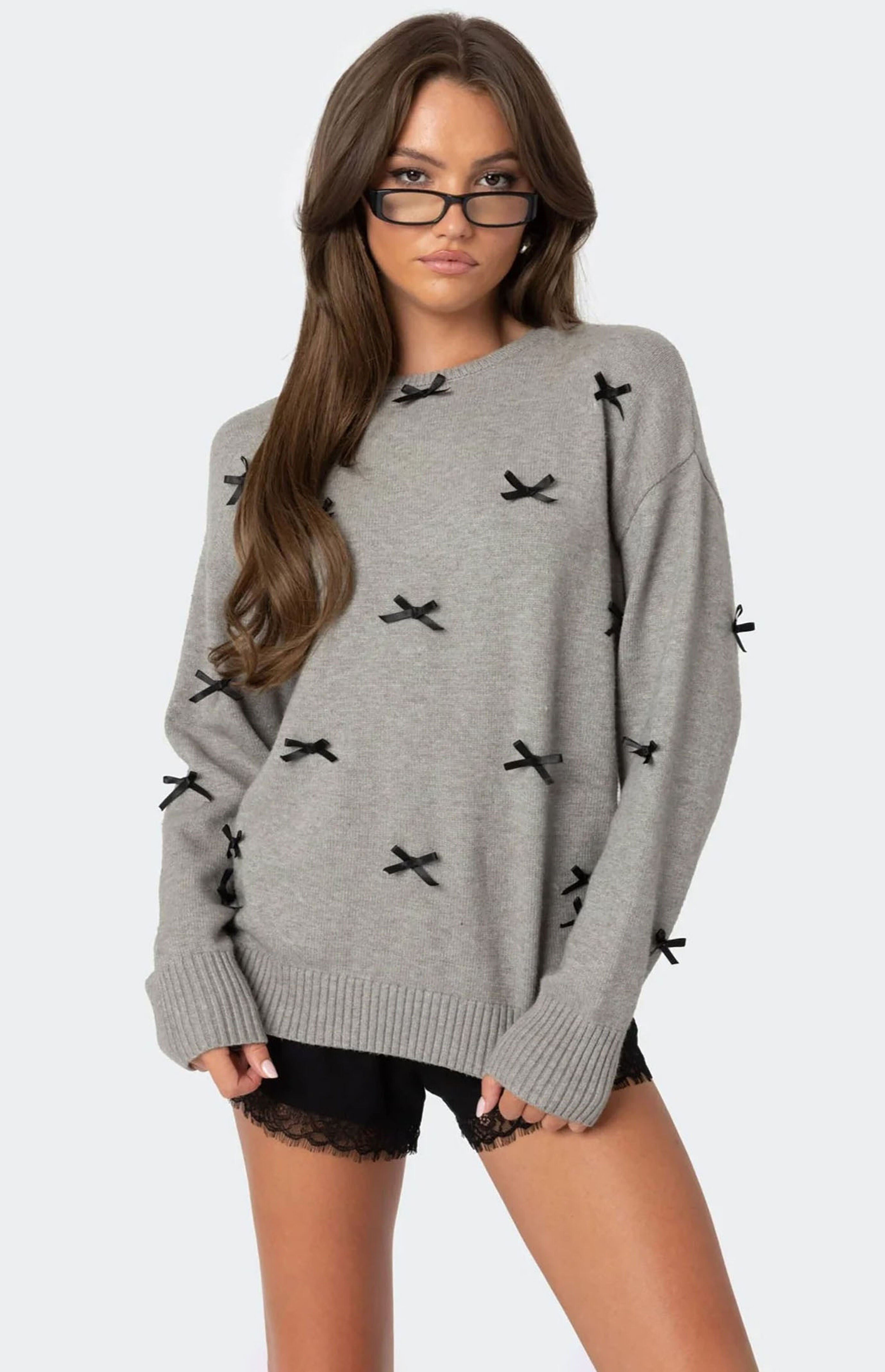 Edikted Satin Bow Oversized Sweater | PacSun