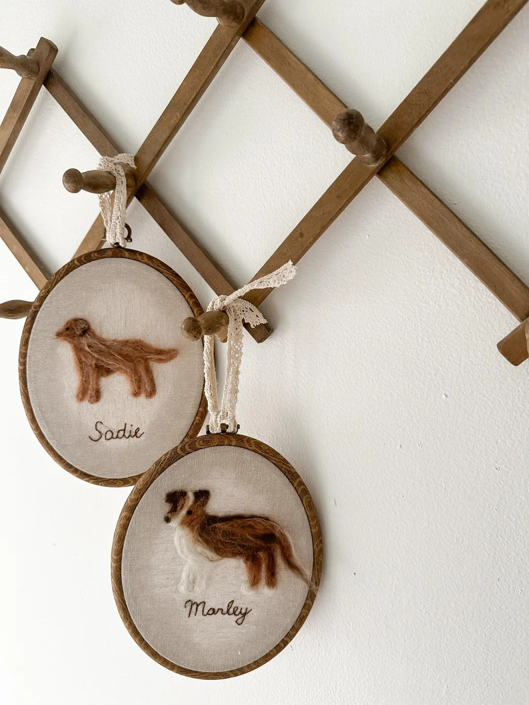 Custom Needle Felt Pet Portrait | Personalized Pet Wall Art in Wooden Hoop | Hand Embroidered Nam... | Etsy (US)