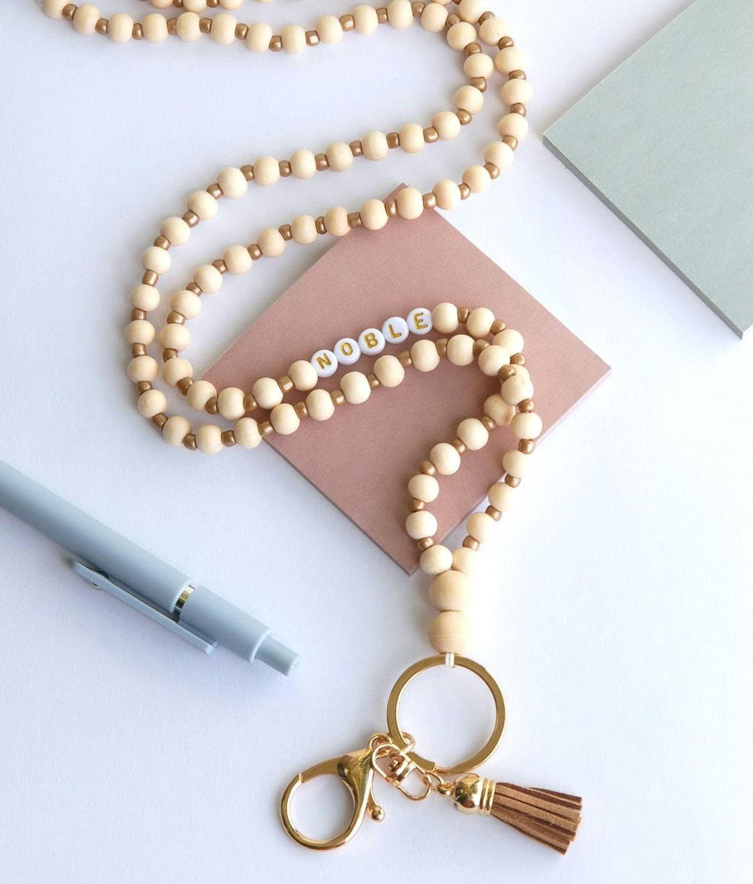 Personalized Boho Teacher Lanyard, Personalized Lanyard, Glass Seed Beads, Badge Holder, Teacher ... | Etsy (US)