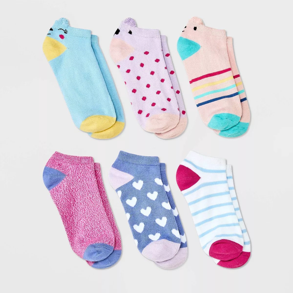 Girls' 6pk Super Soft Critter No Show Socks - Cat & Jack™ | Target