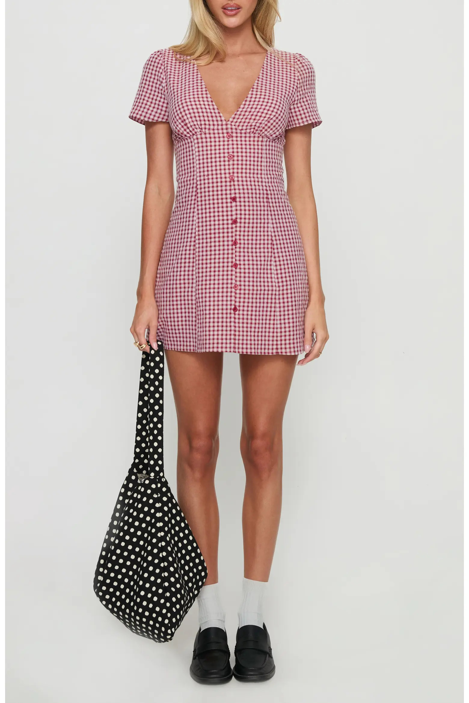 Princess Polly Loveliness Check Skirted Romper (Women) | Nordstrom | Nordstrom