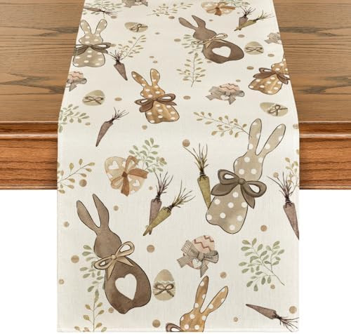 Artoid Mode Bunny Rabbit Eucalyptus Eggs Carrots Easter Table Runner, Seasonal Spring Kitchen Din... | Amazon (US)