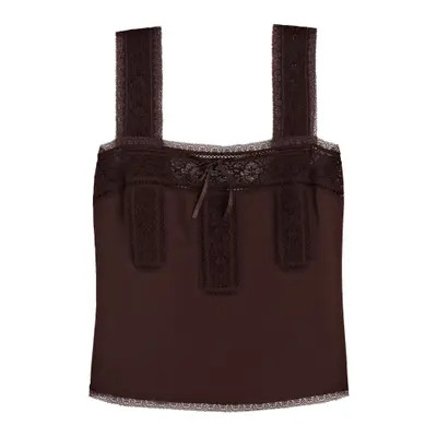Madewell Lace-Insert Tie-Front Camisole in Dark Chicory at Nordstrom, Size 8 | Nordstrom