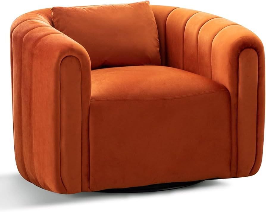 Phoenix Home Swivel Accent Chairs for Living Room, 360 Degree Round Swivel Barrel Armchair, Pumpk... | Amazon (US)