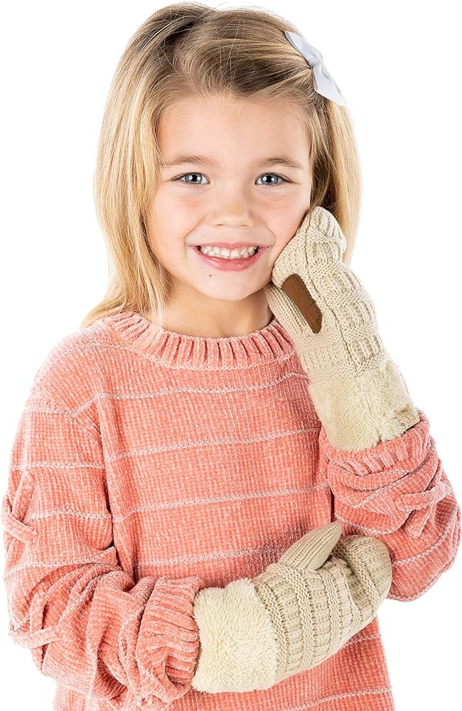 Funky Junque Exclusive Kids Gloves Winter Girls Mittens Soft Ribbed Knit Fuzzy Cuff Fleece for Un... | Amazon (US)