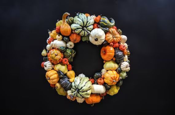 Thanksgiving Wreath, Fall Wreath, Autumn Wreath, Pumpkin Wreath, Gourd Wreath, Squash Wreath, Hal... | Etsy (US)