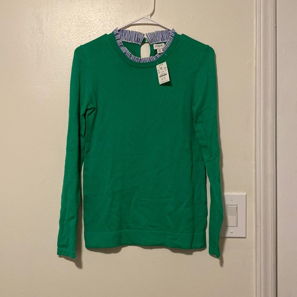 J. Crew Women’s Green Ruffle Trim Sweater - AW352 | Poshmark