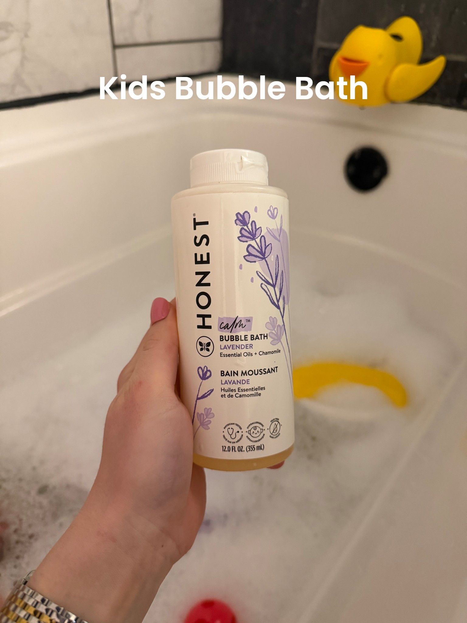 Calm kids bubble bath with lavender and chamomile essential oils. HONEST

#LTKselfcare