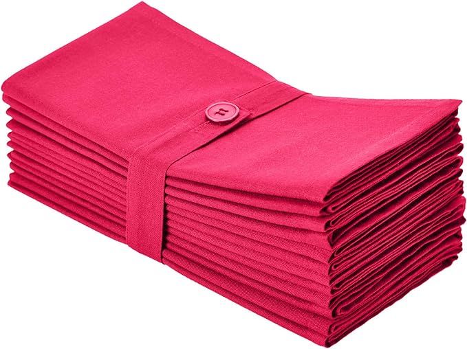 COTTON CRAFT Classic Cotton Set of 12 Pure Cotton Solid Color Dinner Napkins, 20 inch x 20 inch, ... | Amazon (US)