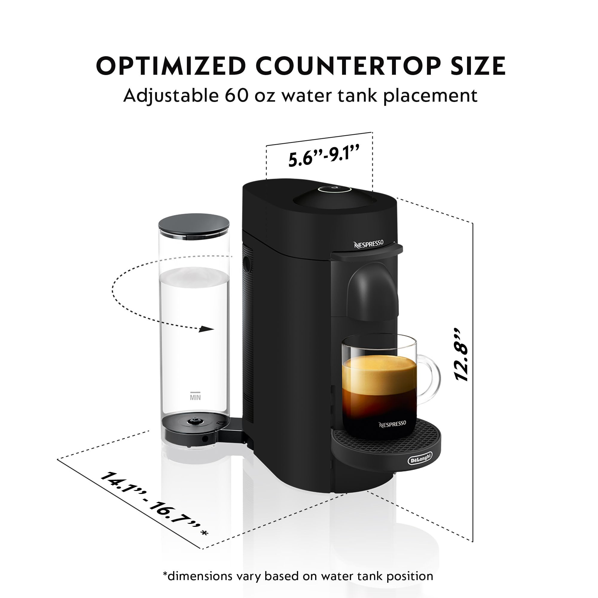Nespresso VertuoPlus Coffee and Espresso Machine by De'Longhi with Milk Frother, Ink Black | Amazon (US)