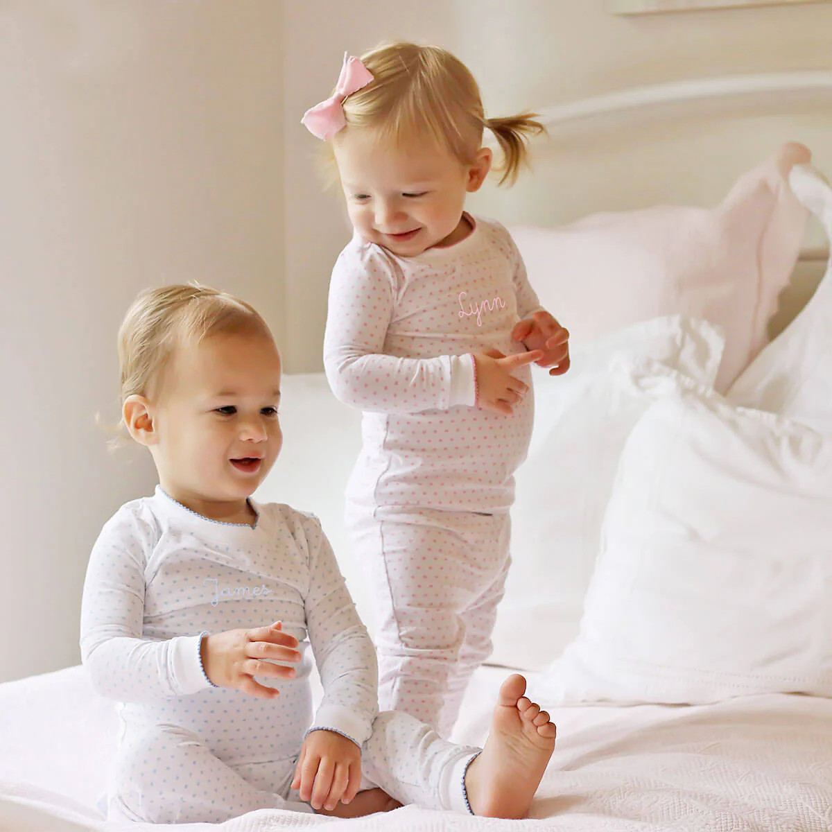 Pink And Blue Polka Dot Pajamas | Classic Whimsy