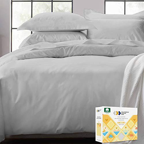Cotton Duvet Cover King Size - 400 Thread Count 3 Piece Bedding Set, Smooth Sateen Weave, Light G... | Walmart (US)