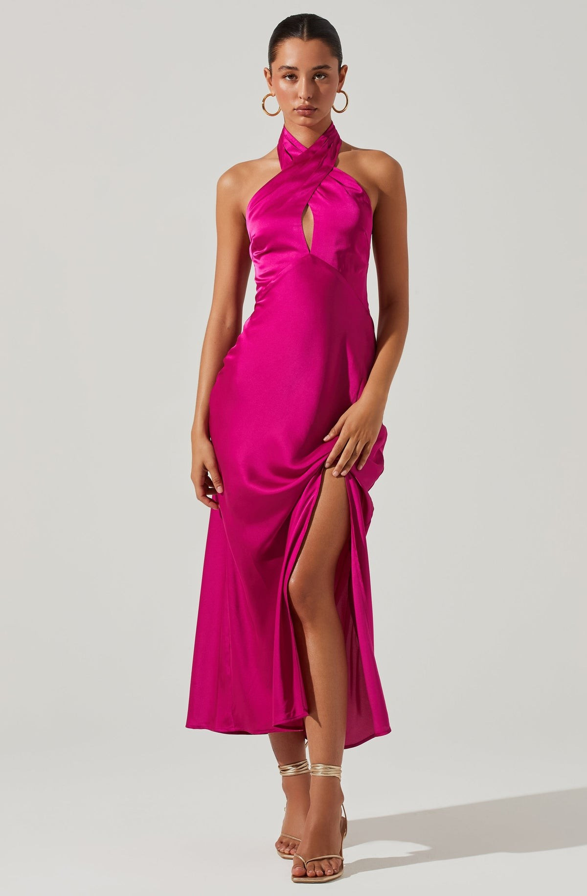 Marissa Satin Halter Neck Midi Dress | ASTR The Label (US)