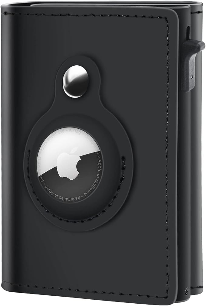 GAOCHALE AirTag Wallet Genuine Leather Air Tag Wallet RFID Technology Credit Card Holder with Min... | Amazon (US)