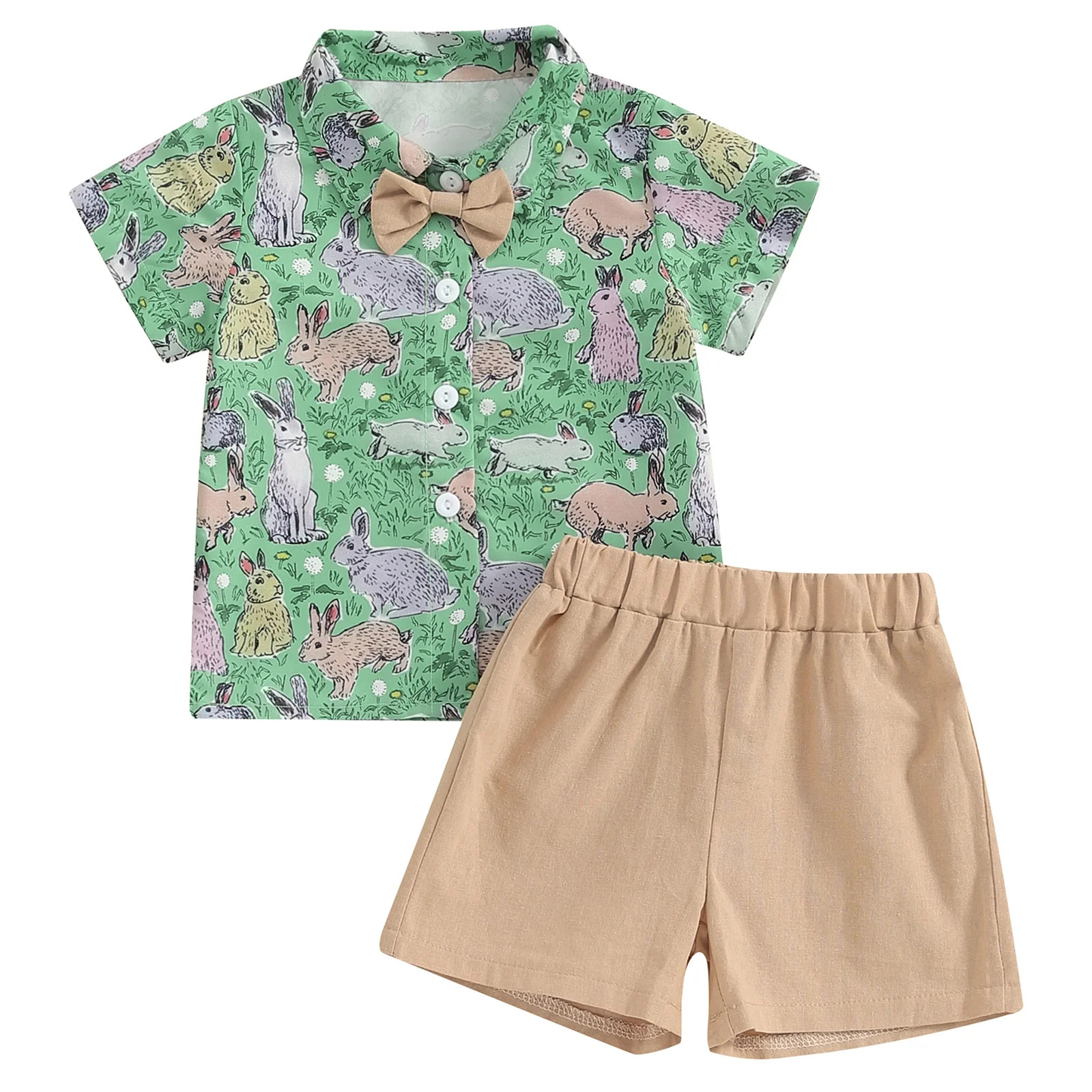 Toddler Baby Boys Easter Clothes Suit Bunny Short Sleeve Shirt with Shorts 2Pcs Outfits Set 3-4 Y... | Walmart (US)