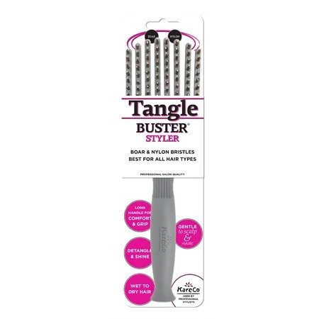 KareCo Tangle Buster Styler Salon Professional Flexible Paddle Brush Grey Mixed Bristles | Walmart (US)