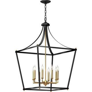 8-Light Black and Antique Gold Candle Chandelier | The Home Depot