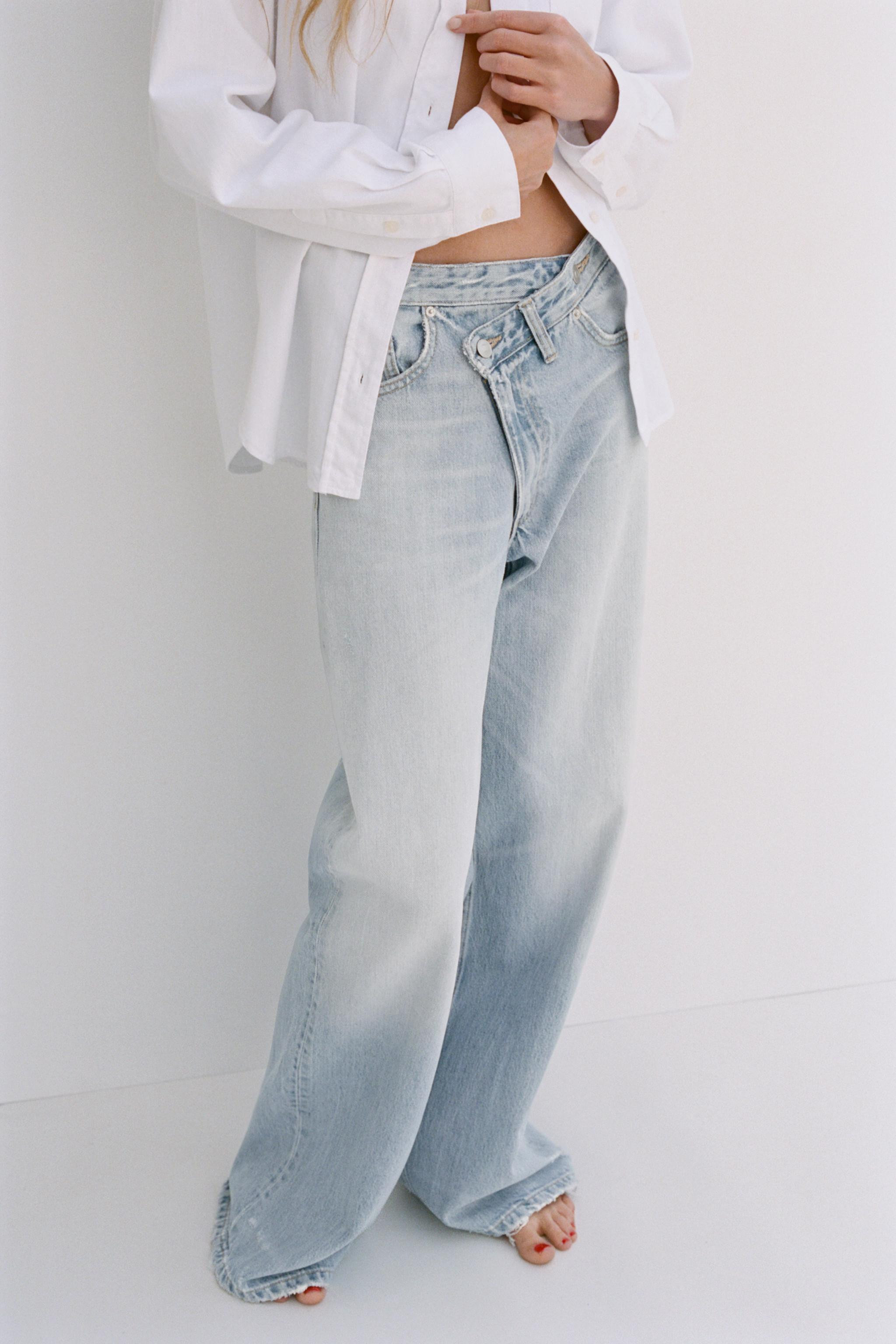 TRF HIGH WAIST CROSSOVER WAIST WIDE LEG JEANS | Zara US