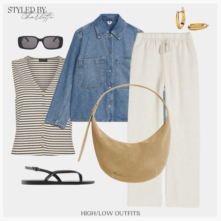 Spring style, spring outfit ideas, spring outfits, suede bag, denim jacket, linen trousers, striped vest, striped waistcoat, black sandals, sandals, sunglasses 

#LTKSeasonal #LTKeurope #LTKstyletip